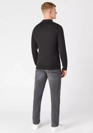 Remus Uomo Merino Wool Half Zip Sweater, Black