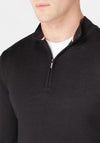 Remus Uomo Merino Wool Half Zip Sweater, Black