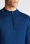 Remus Uomo Merino Wool Half Zip Sweater, Dark Blue