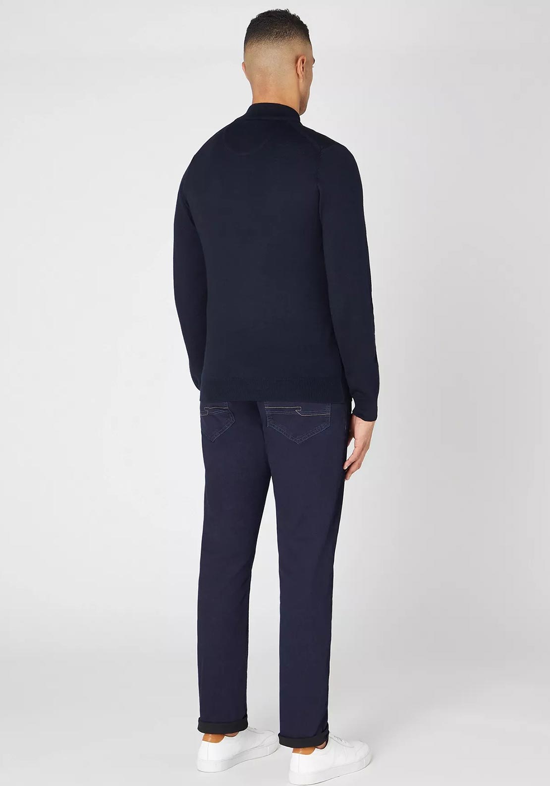 Remus Uomo Merino Wool Half Zip Sweater, Navy