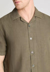 Remus Uomo Paolo Short Sleeve Linen Shirt, Green