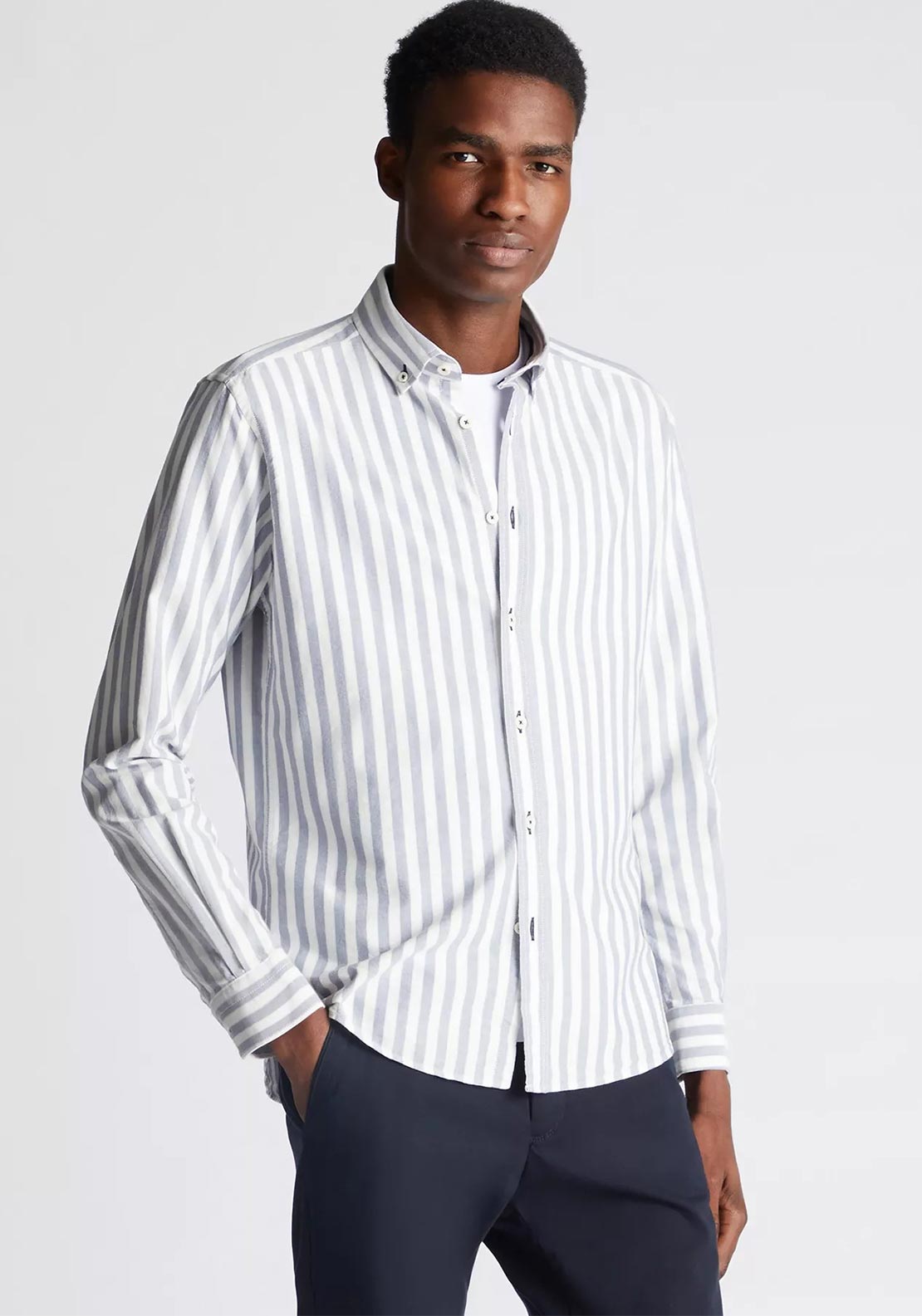 Remus Uomo Parker Striped Tapered Shirt, Blue & White