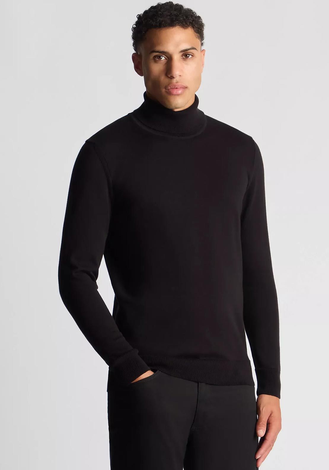 Remus Uomo Roll Neck Sweater, Black