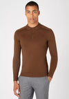 Remus Uomo Slim Fit Knitted Polo Shirt, Brown