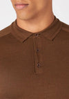Remus Uomo Slim Fit Knitted Polo Shirt, Brown