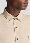 Remus Uomo Tapered Fit Brushed Cotton Shirt, Beige