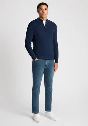 Remus Uomo Tapered Fit Half Zip Sweater, Navy