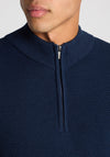 Remus Uomo Tapered Fit Half Zip Sweater, Navy