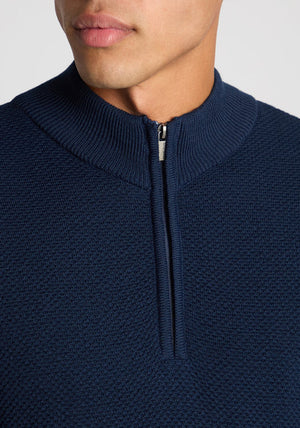 Remus Uomo Tapered Fit Half Zip Sweater, Navy