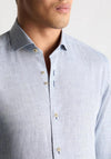 Remus Uomo Tapered Fit Linen Blend Shirt, Blue