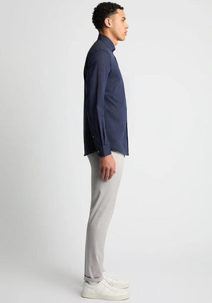 Remus Uomo Tapered Fit Linen Blend Shirt, Navy