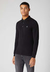 Remus Uomo Tapered Fit Long Sleeve Polo Shirt, Black