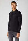 Remus Uomo Tapered Fit Long Sleeve Polo Shirt, Black
