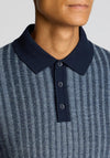 Remus Uomo Textured Knit Long Sleeve Polo Shirt, Navy