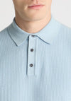 Remus Uomo Textured Knit Polo Shirt, Sky Blue
