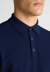Remus Uomo Textured Knit Polo Shirt, Dark Blue