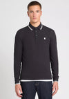 Remus Uomo Woven Knit Long Sleeve Polo Shirt, Navy