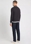 Remus Uomo Woven Knit Long Sleeve Polo Shirt, Navy