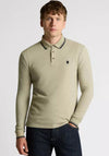 Remus Uomo Woven Knit Long Sleeve Polo Shirt, Stone