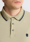Remus Uomo Woven Knit Long Sleeve Polo Shirt, Stone