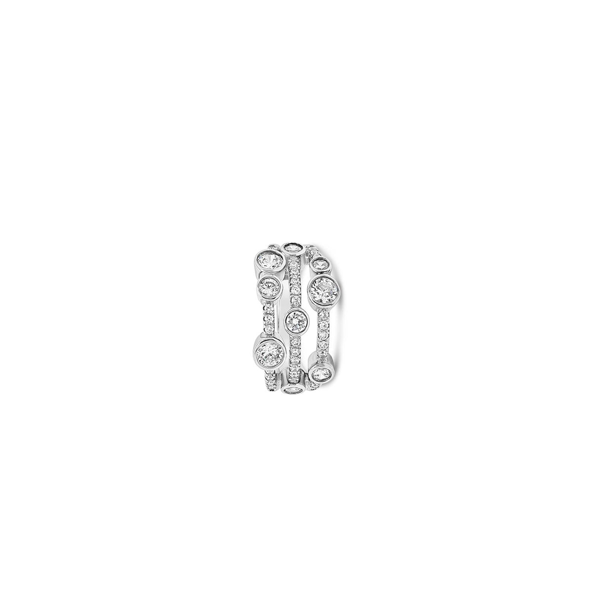 Absolute Triple Layer CZ Cluster Ring, Silver