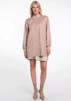 Rino & Pelle Long Satin Bomber Jacket, Nude
