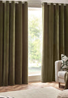 Riva Yard Heavy Chenille Eyelet Curtains, Moss