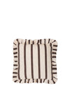 CONNIE SQUARE STRIPED RUFFLE CUSHION CHOC