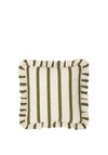 CONNIE SQUARE STRIPED RUFFLE CUSHION OLIVE