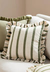 CONNIE SQUARE STRIPED RUFFLE CUSHION OLIVE
