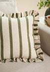 CONNIE SQUARE STRIPED RUFFLE CUSHION OLIVE