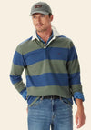 R.M WILLIAMS Jones Stripe Rugby Shirt, Green & Blue