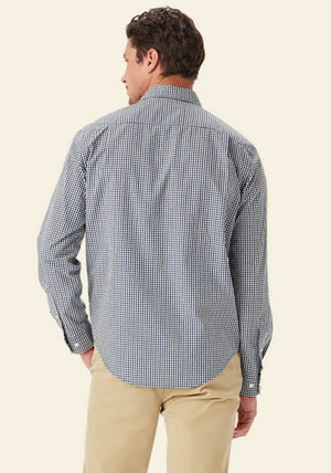 R.M Williams Mogo Poplin Check Shirt, Navy & Charcoal Multi