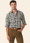 R.M WILLIAMS Orion Brushed Cotton Shirt, Navy & Brown