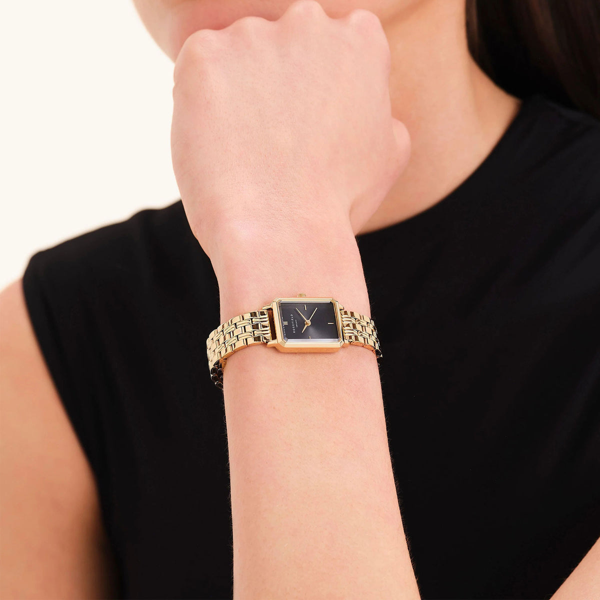 Rosefield Octagon XS Watch, Gold & Black