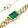 Rosefield Octagon XS Watch & Bracelet Set, Gold & Green