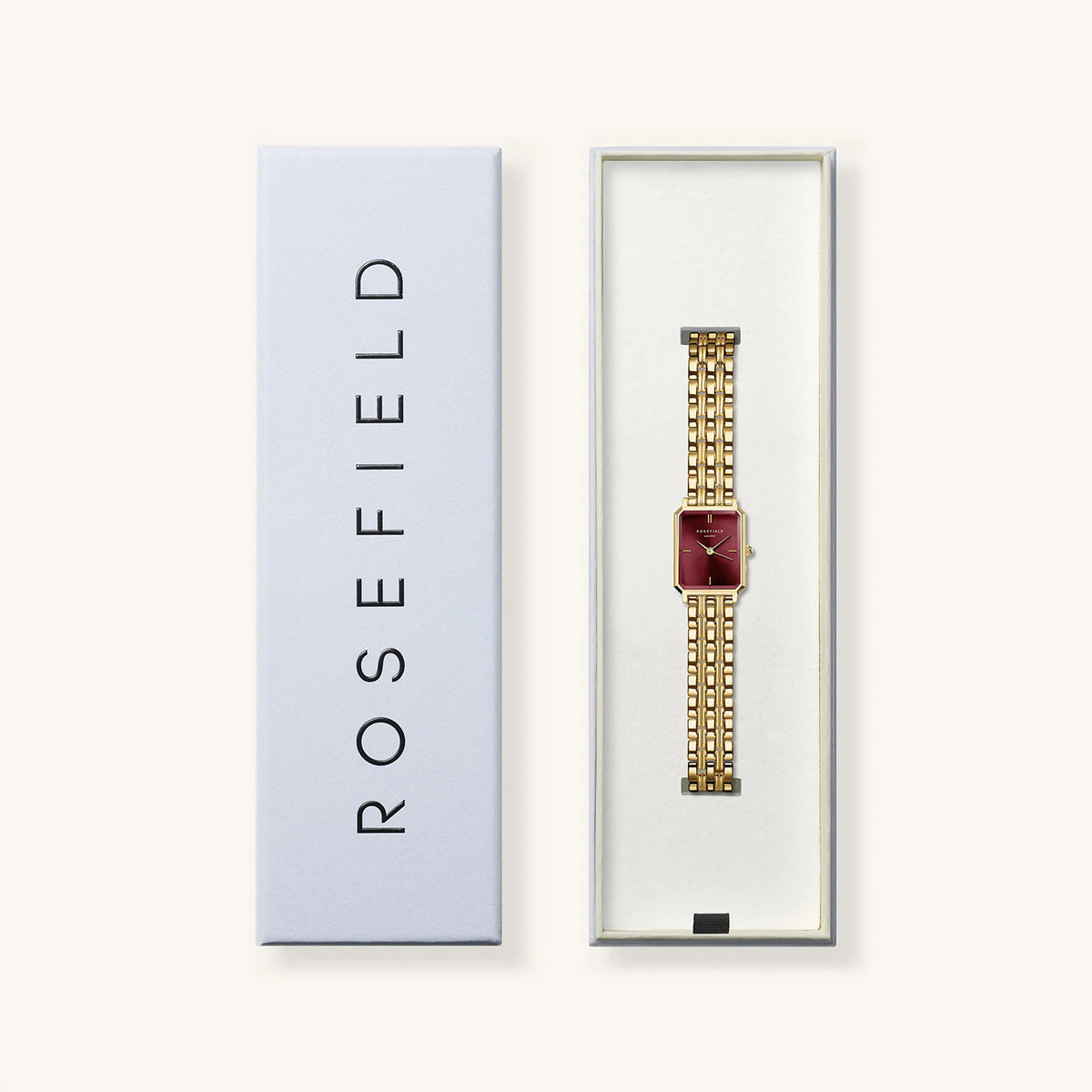 Rosefield Octagon XS Watch, Gold & Burgundy