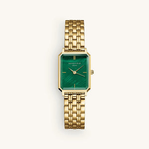 Rosefield Octagon XS Watch, Gold & Green