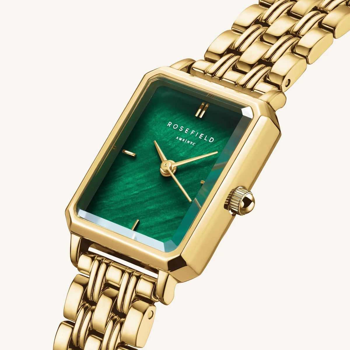 Rosefield Octagon XS Watch, Gold & Green