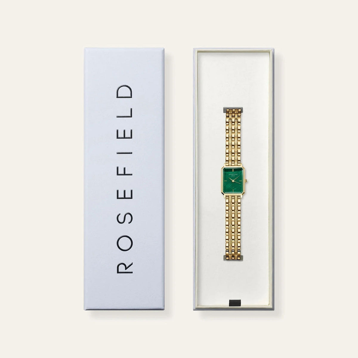 Rosefield Octagon XS Watch, Gold & Green
