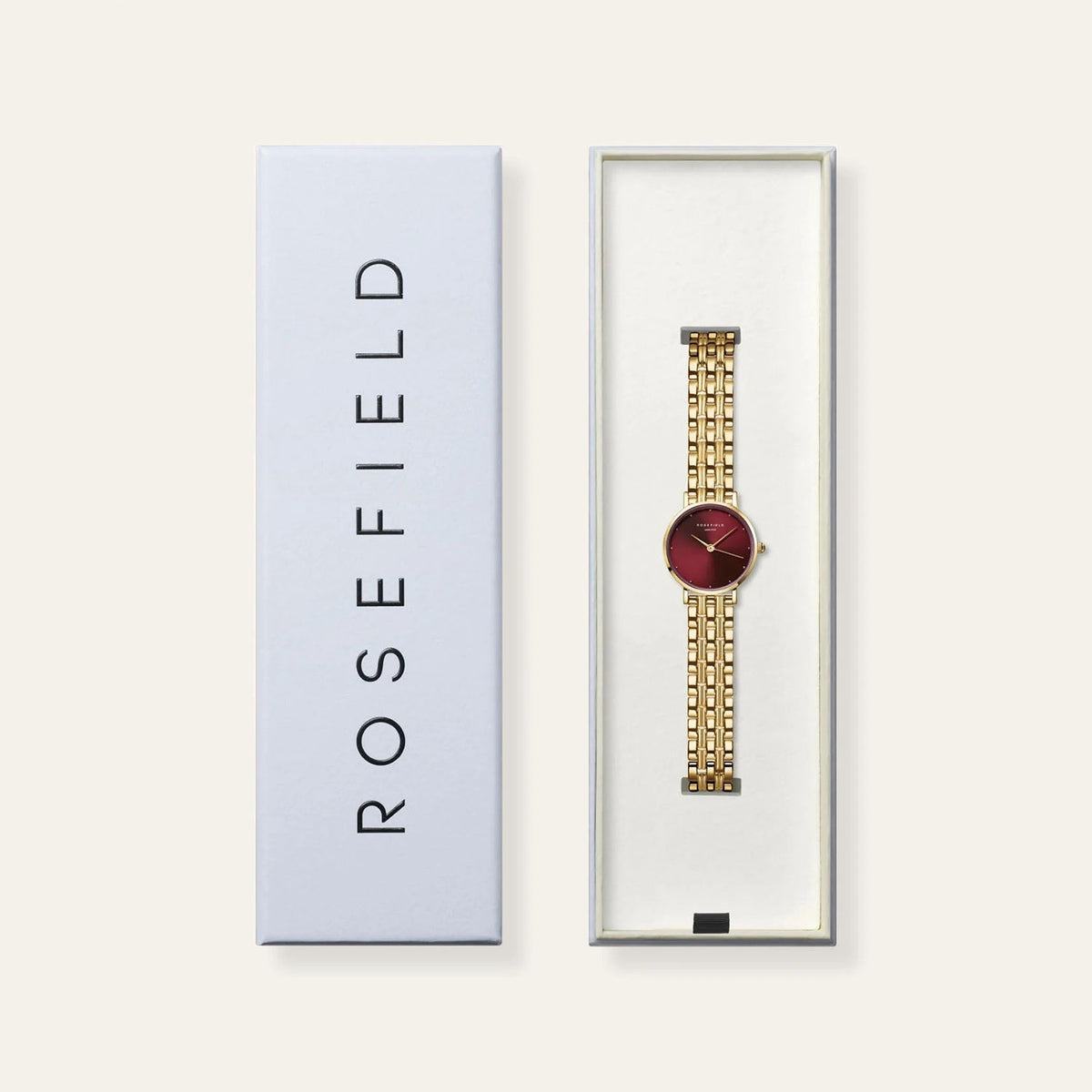 Rosefield Small Edit Watch, Gold & Burgundy