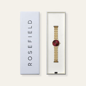 Rosefield Small Edit Watch, Gold & Burgundy
