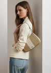 Ralph Lauren Danni Leather Two Tone Shoulder Bag, Beige