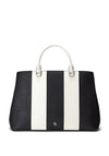 Ralph Lauren Hanna Leather Crosshatch Large Satchel Bag, Black & Soft White