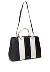 Ralph Lauren Hanna Leather Crosshatch Large Satchel Bag, Black & Soft White