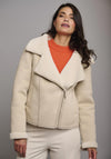 Rino & Pelle Juno Faux Fur Lined Biker Jacket, Stone