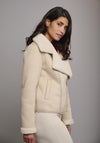 Rino & Pelle Juno Faux Fur Lined Biker Jacket, Stone
