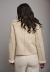 Rino & Pelle Juno Faux Fur Lined Biker Jacket, Stone