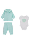 Guess Baby Girl Three Piece Tracksuit, Mint