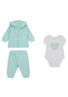 Guess Baby Girl Three Piece Tracksuit, Mint